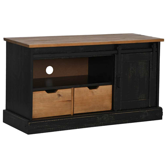 TV Cabinet HALDEN with Sliding Door Black 110x40x60 cm