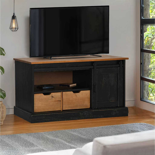 TV Cabinet HALDEN with Sliding Door Black 110x40x60 cm