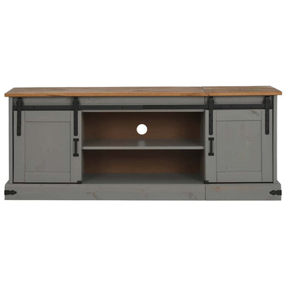 TV Cabinet HALDEN 2 Sliding Doors Grey 150x40x60 cm Solid Wood