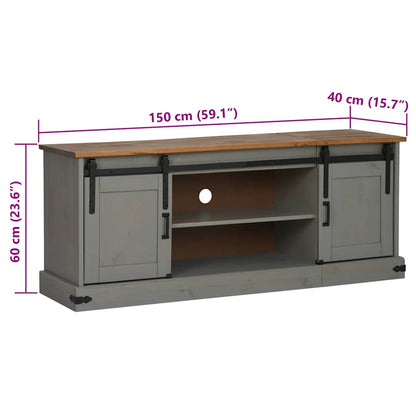 TV Cabinet HALDEN 2 Sliding Doors Grey 150x40x60 cm Solid Wood
