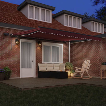 Manual Retractable Awning with LEDs Burgundy 400x300 cm