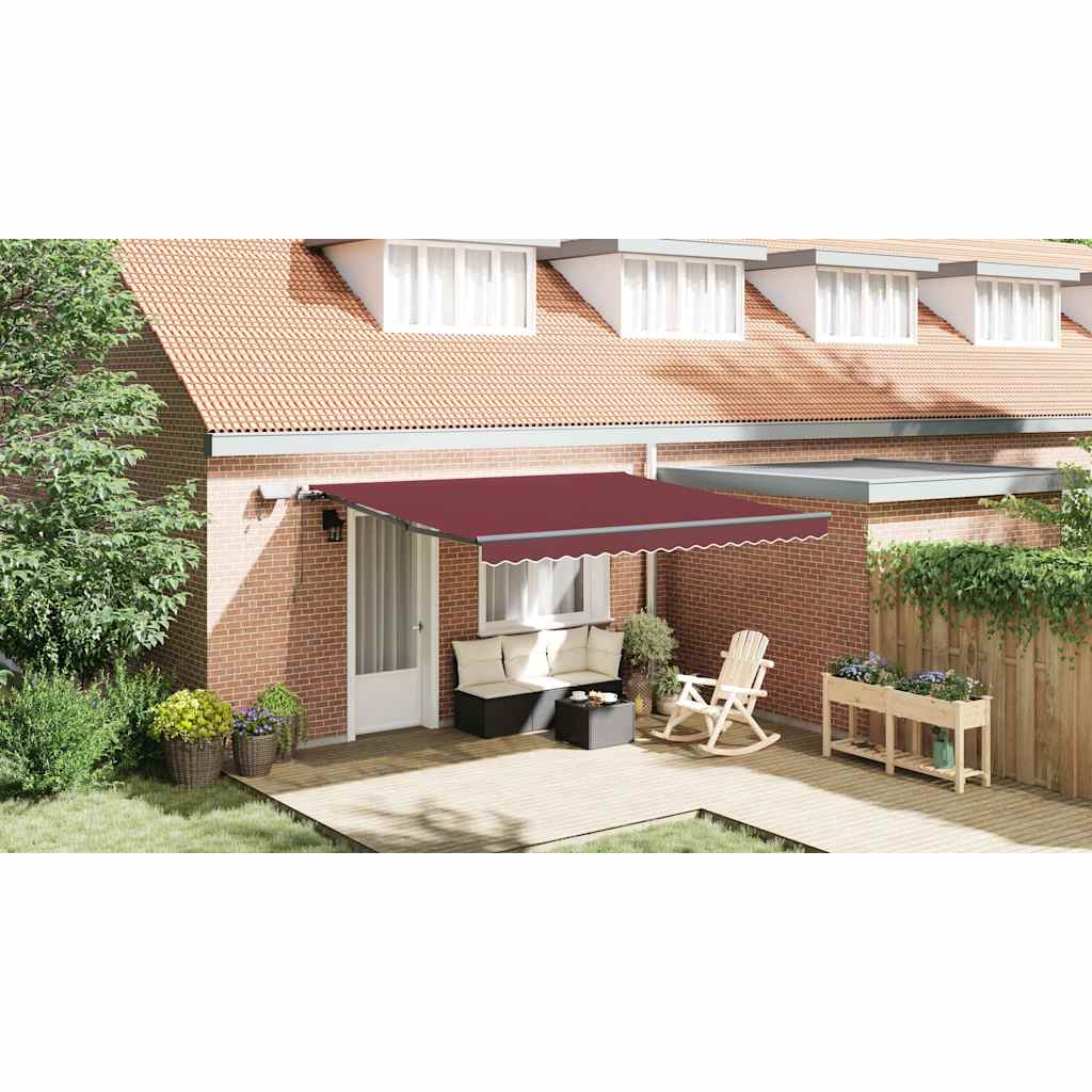 Manual Retractable Awning with LEDs Burgundy 400x300 cm