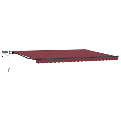 Manual Retractable Awning with LEDs Burgundy 500x300 cm