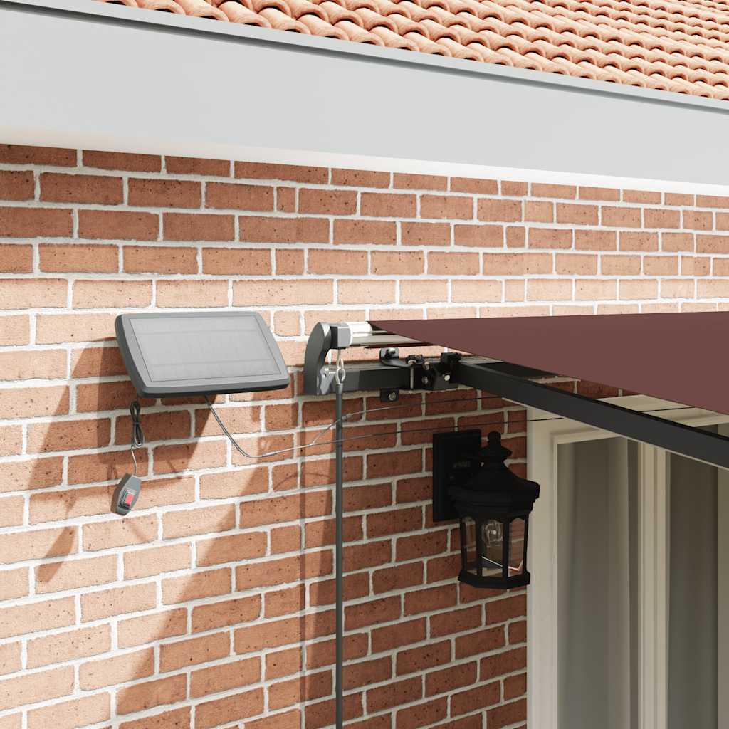 Manual Retractable Awning with LEDs Brown 500x300 cm