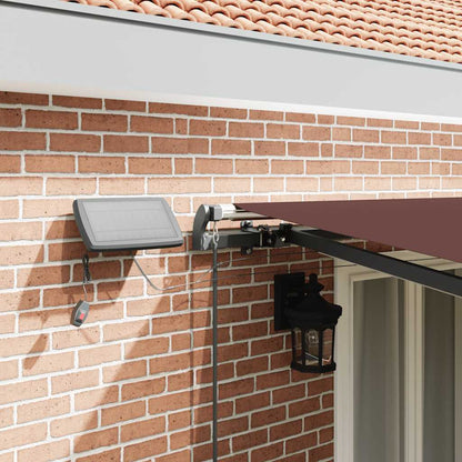 Manual Retractable Awning with LEDs Brown 500x300 cm