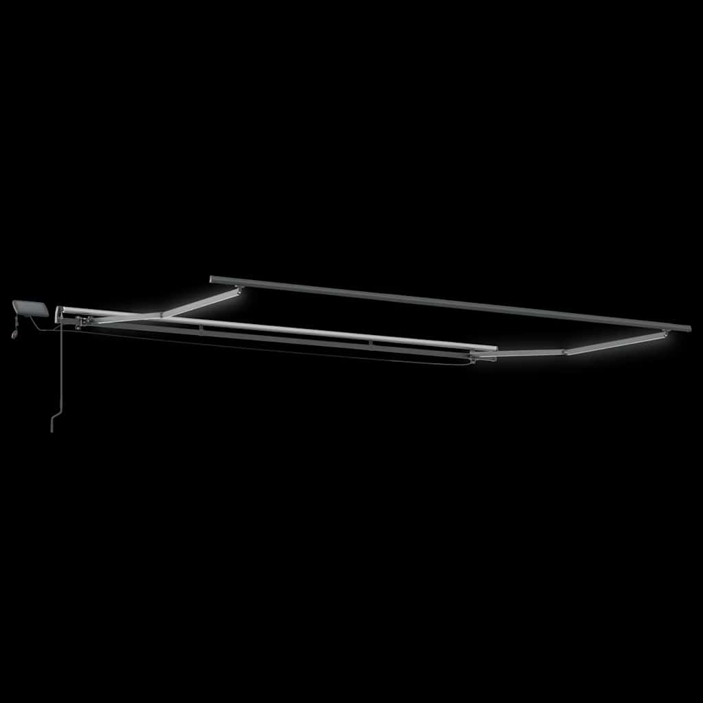 Manual Retractable Awning with LEDs Brown 500x300 cm