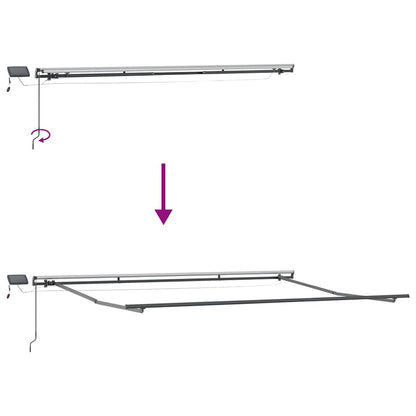 Manual Retractable Awning with LEDs Brown 500x300 cm