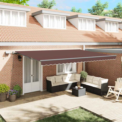 Manual Retractable Awning with LEDs Brown 500x300 cm