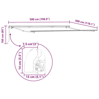 Manual Retractable Awning Anthracite and White 500x300 cm