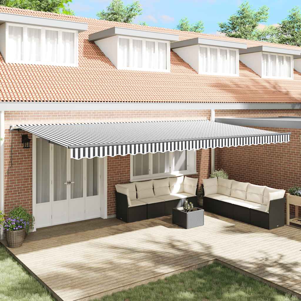 Manual Retractable Awning Anthracite and White 600x300 cm