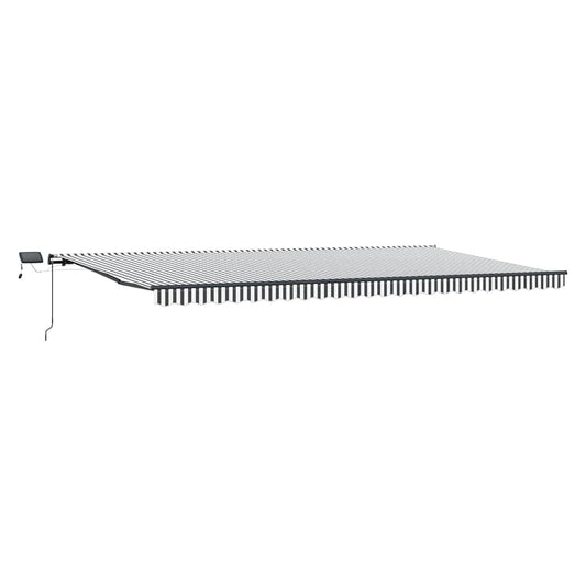 Manual Retractable Awning with LEDs Anthracite&White 600x300 cm