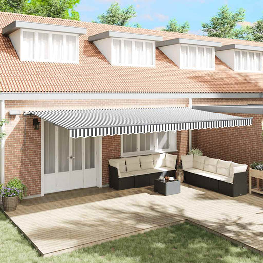 Manual Retractable Awning with LEDs Anthracite&White 600x300 cm