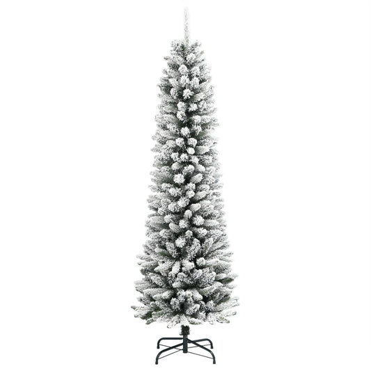 Artificial Slim Christmas Tree with Flocked Snow 180 cm PVC&PE