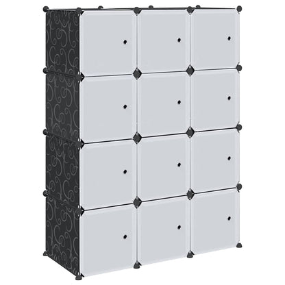Storage Cube Organiser with 12 Cubes and Hanging Rods PP