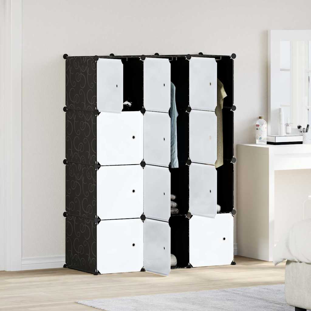 Storage Cube Organiser with 12 Cubes and Hanging Rods PP