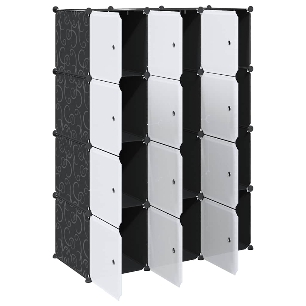 Storage Cube Organiser with 12 Cubes and Hanging Rods PP