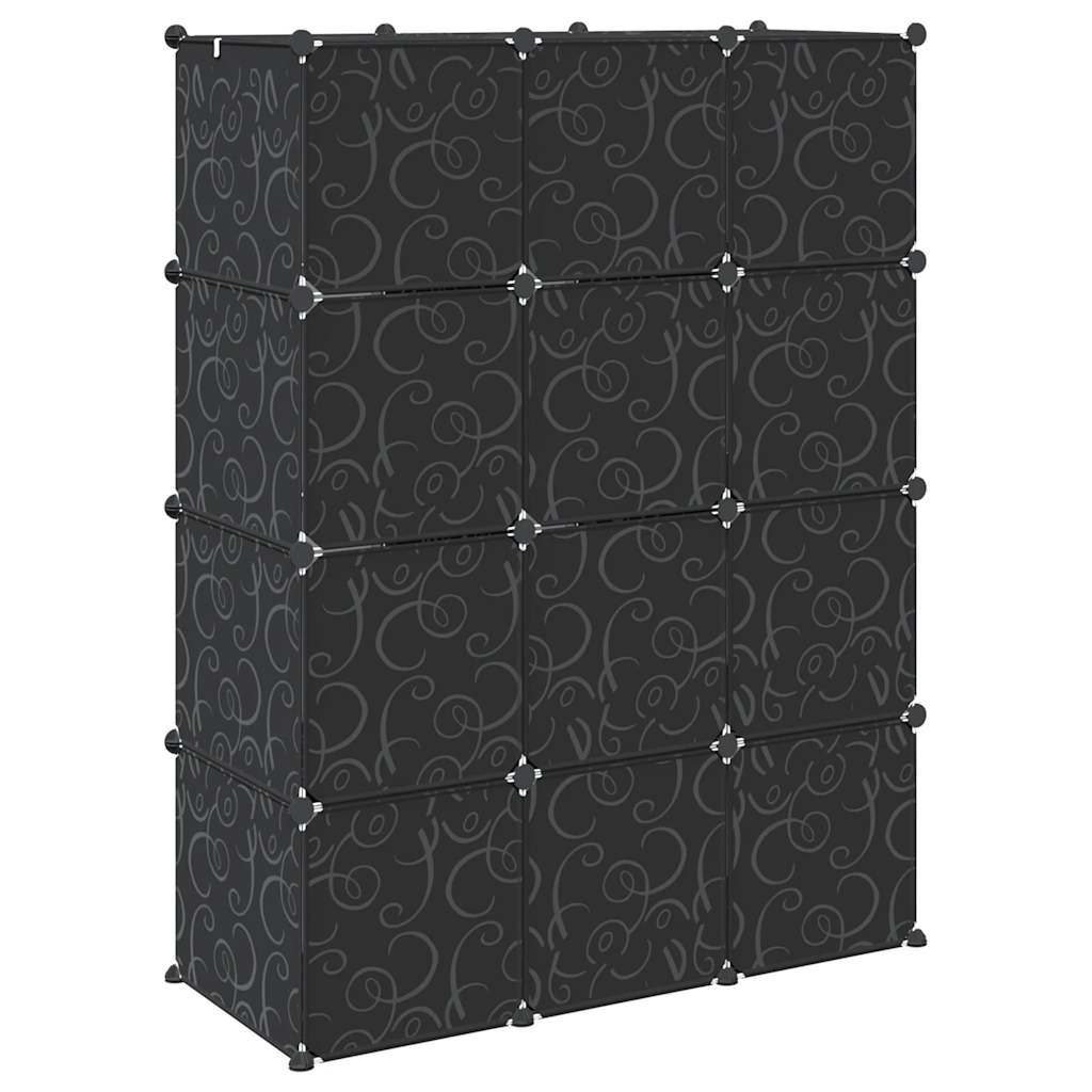 Storage Cube Organiser with 12 Cubes and Hanging Rods PP