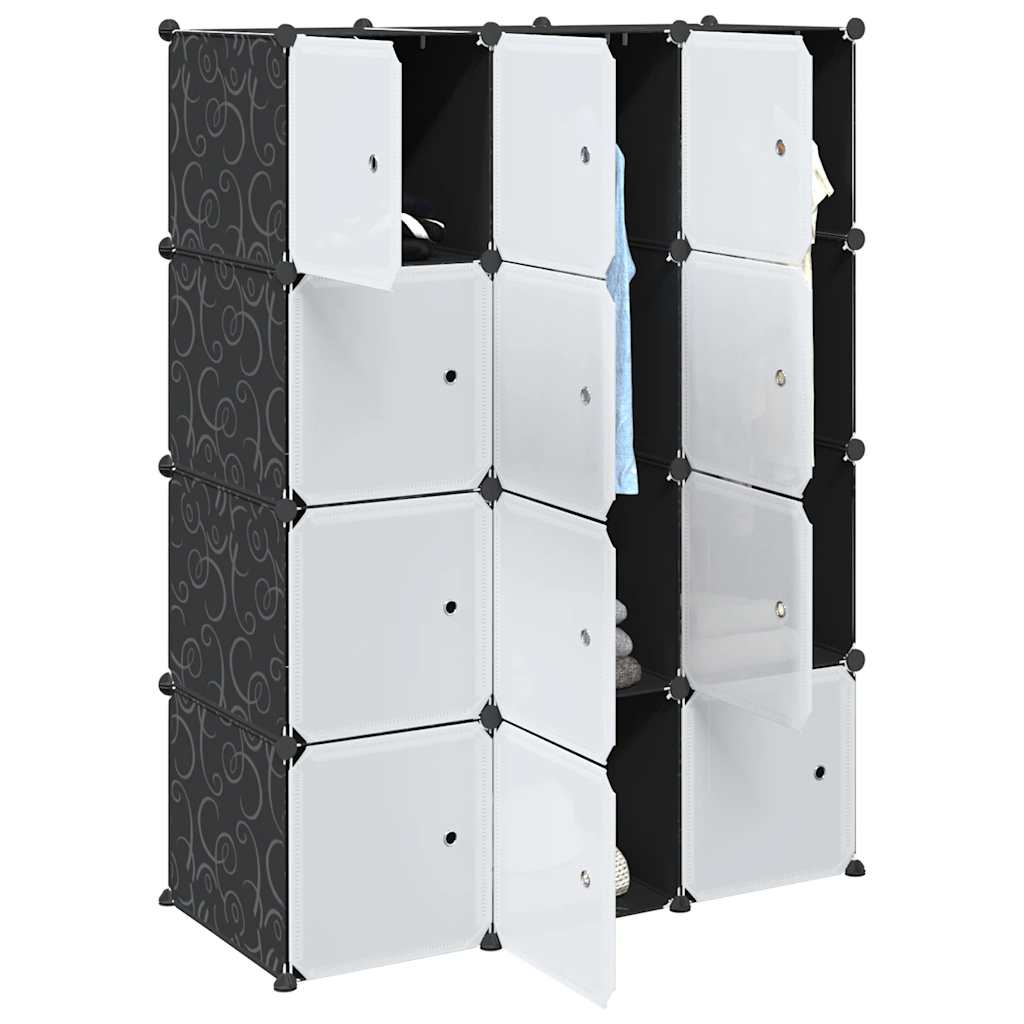 Storage Cube Organiser with 12 Cubes and Hanging Rods PP