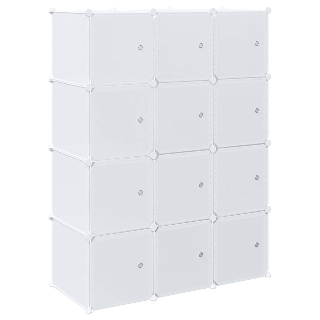 Storage Cube Organiser with 12 Cubes and Hanging Rods PP