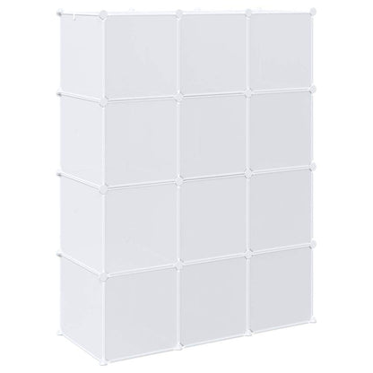 Storage Cube Organiser with 12 Cubes and Hanging Rods PP