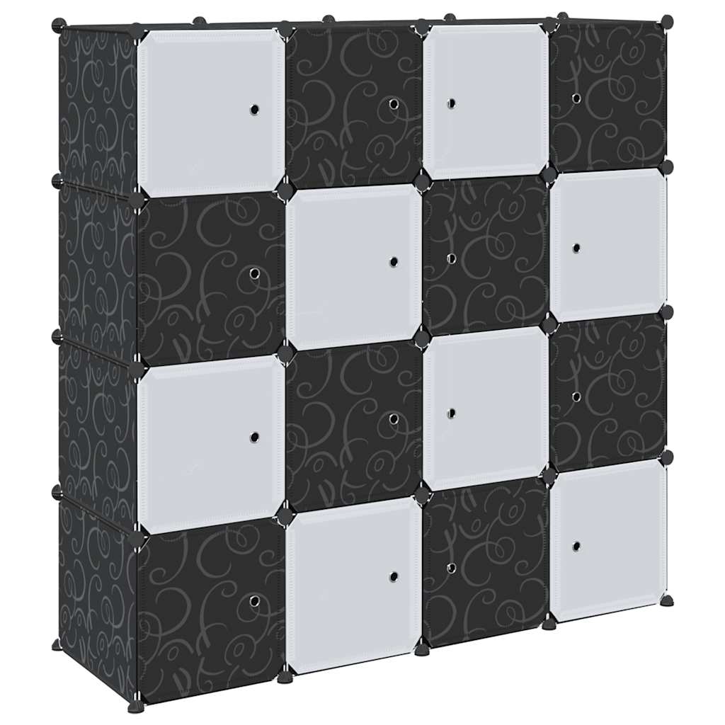 Storage Cube Organiser with 16 Cubes and Hanging Rods PP
