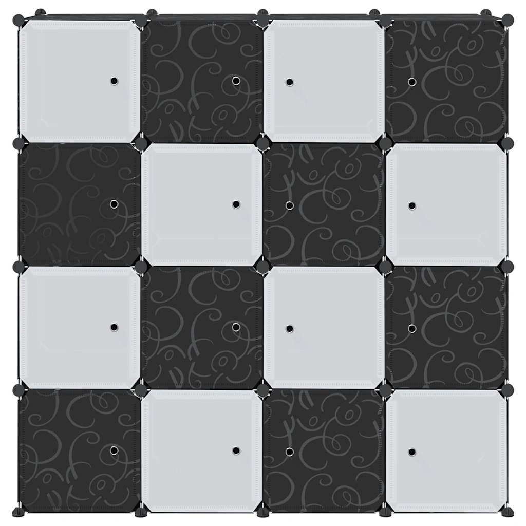 Storage Cube Organiser with 16 Cubes and Hanging Rods PP