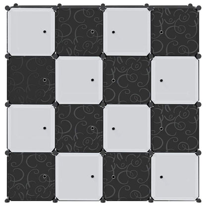 Storage Cube Organiser with 16 Cubes and Hanging Rods PP