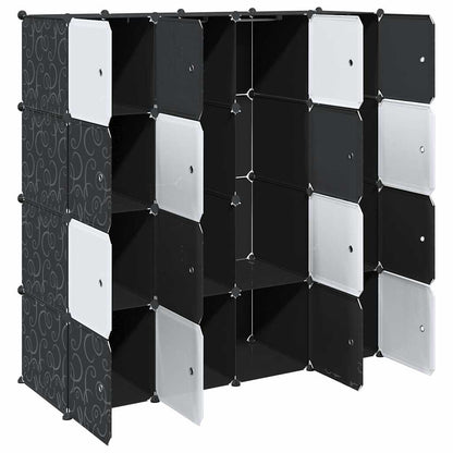 Storage Cube Organiser with 16 Cubes and Hanging Rods PP