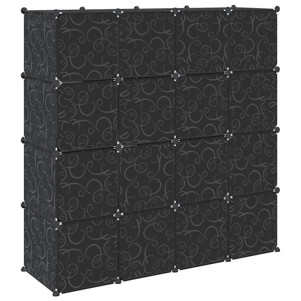Storage Cube Organiser with 16 Cubes and Hanging Rods PP
