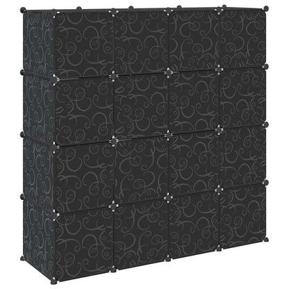 Storage Cube Organiser with 16 Cubes and Hanging Rods PP