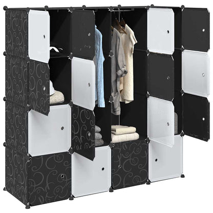 Storage Cube Organiser with 16 Cubes and Hanging Rods PP