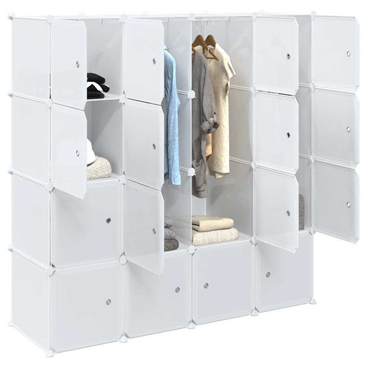 Storage Cube Organiser with 16 Cubes and Hanging Rods PP
