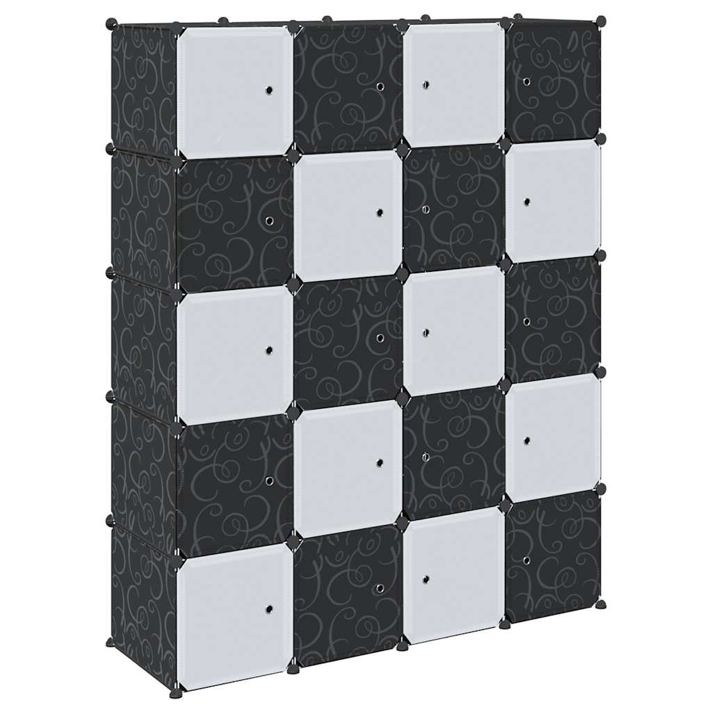 Storage Cube Organiser with 20 Cubes and Hanging Rods PP