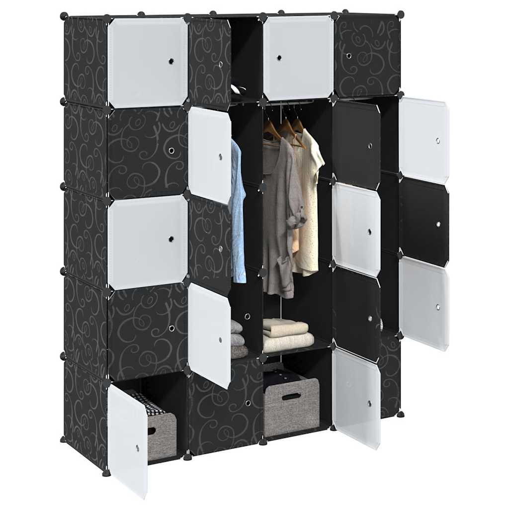 Storage Cube Organiser with 20 Cubes and Hanging Rods PP