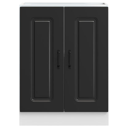 Sink Base Cabinet Kalmar Black 60x46x81.5 cm Engineered Wood