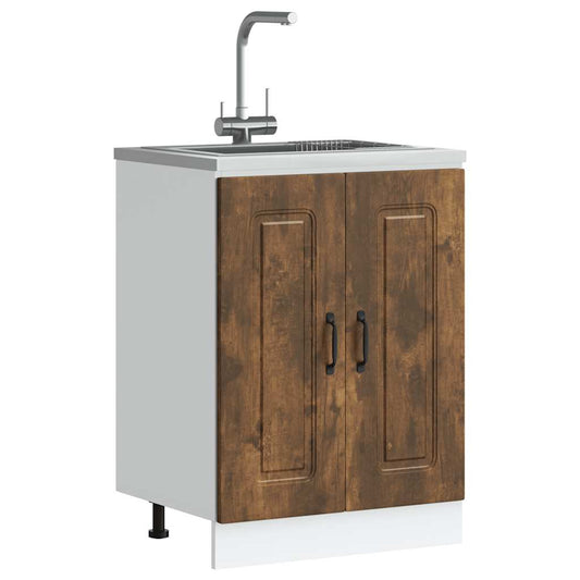 Sink Base Cabinet "Kalmar" Smoked Oak 60x46x81.5 cm