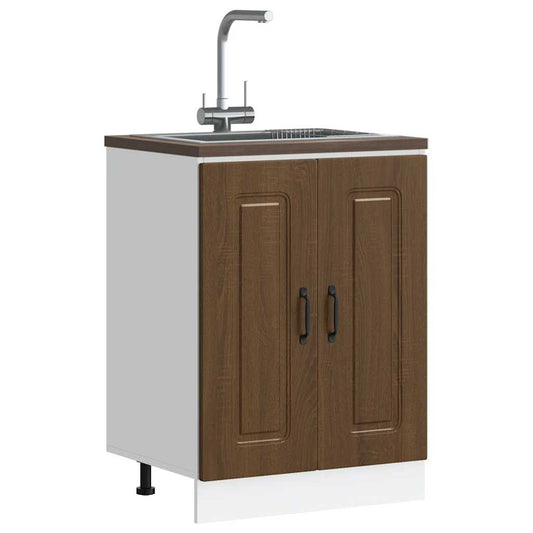 Sink Base Cabinet "Kalmar" Brown Oak 60x46x81.5 cm