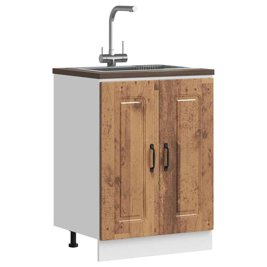 Sink Base Cabinet "Kalmar" Old Wood 60x46x81,5 cm Engineered Wood