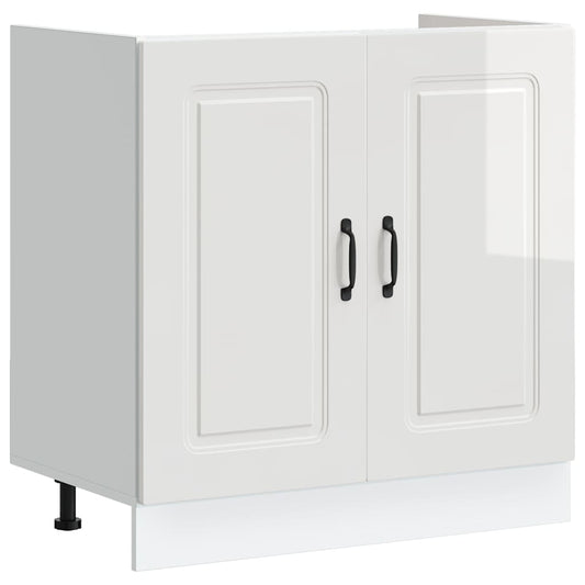Sink Base Cabinet "Kalmar" High Gloss White 80x46x81.5 cm