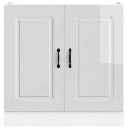 Sink Base Cabinet "Kalmar" High Gloss White 80x46x81.5 cm