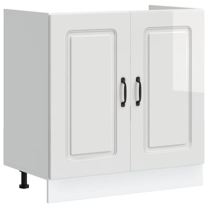 Sink Base Cabinet "Kalmar" High Gloss White 80x46x81.5 cm