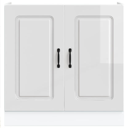 Sink Base Cabinet "Kalmar" High Gloss White 80x46x81.5 cm