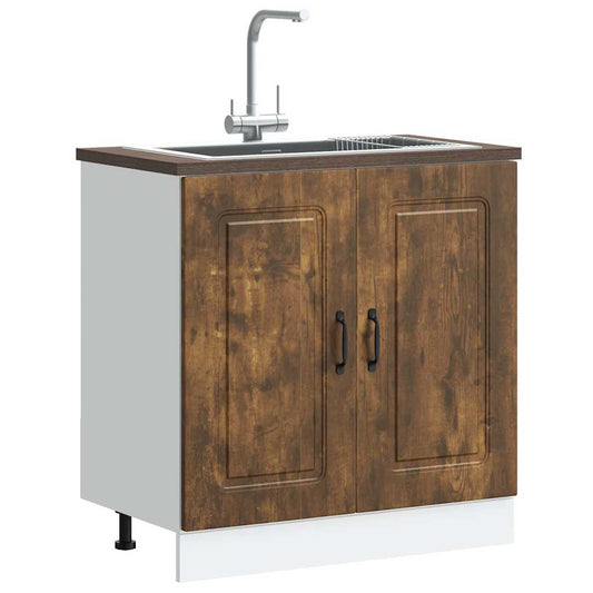 Sink Base Cabinet "Kalmar" Smoked Oak 80x46x81.5 cm