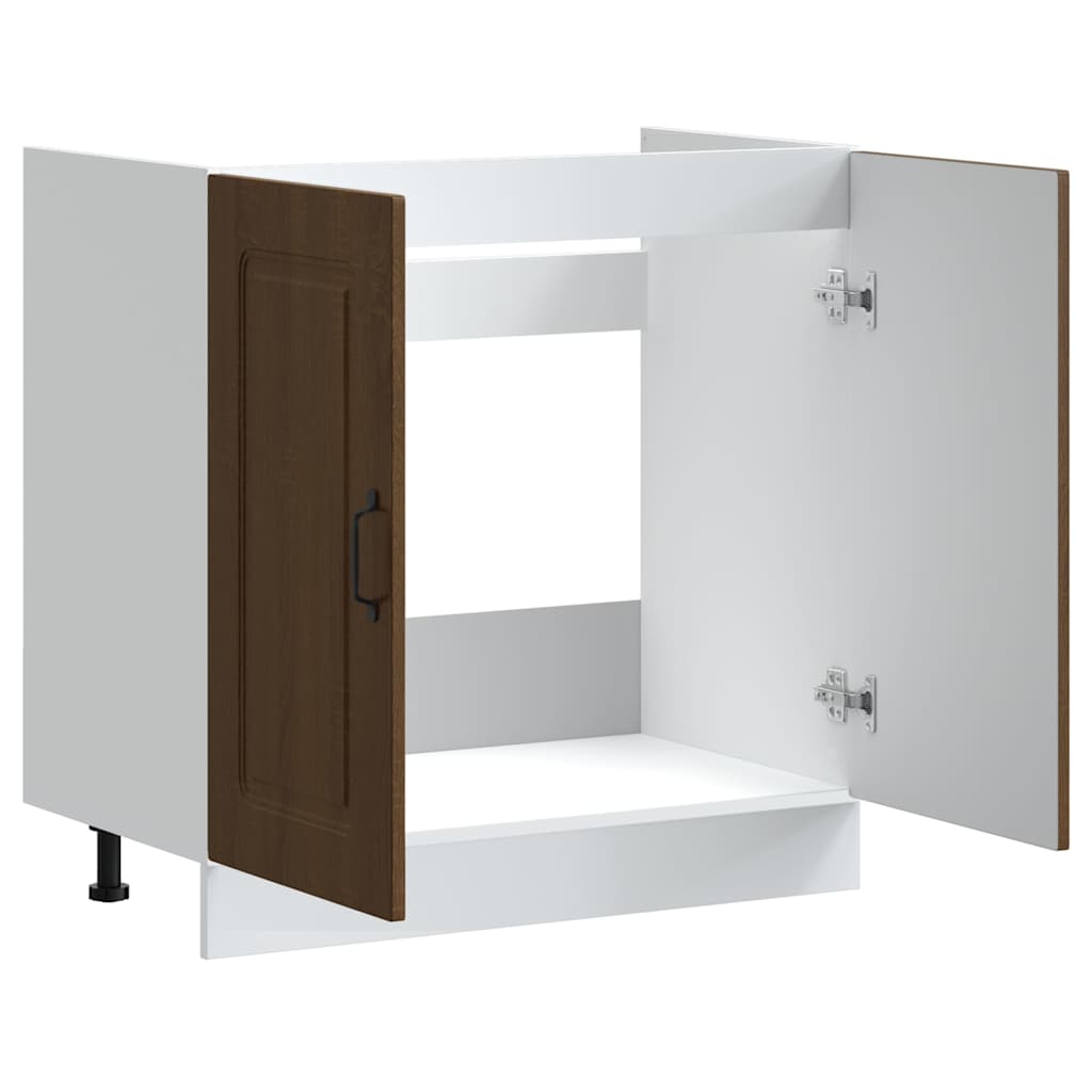 Sink Base Cabinet Kalmar Brown Oak 80x46x81.5 cm Engineered Wood