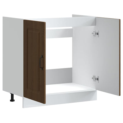 Sink Base Cabinet Kalmar Brown Oak 80x46x81.5 cm Engineered Wood