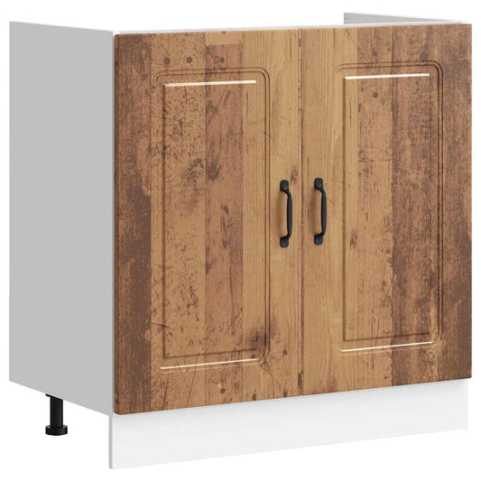 Sink Base Cabinet "Kalmar" Old Wood 80x46x81,5 cm Engineered Wood