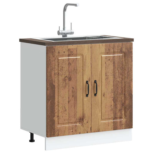 Sink Base Cabinet "Kalmar" Old Wood 80x46x81,5 cm Engineered Wood