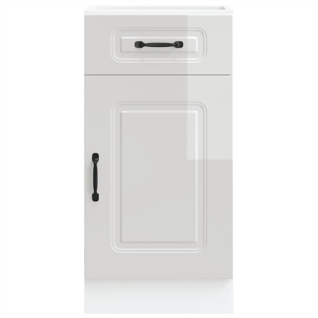 Kitchen Base Cabinet Kalmar High Gloss White Engineered Wood
