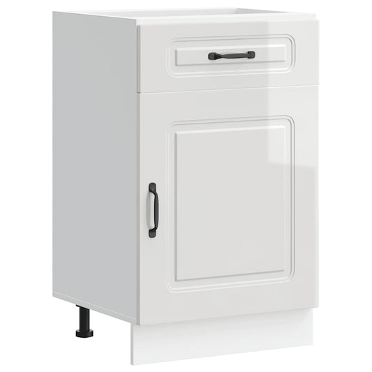 Kitchen Base Cabinet Kalmar High Gloss White Engineered Wood