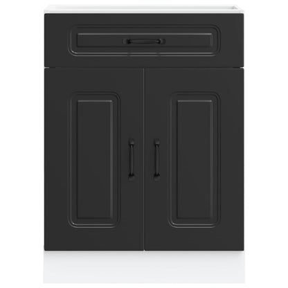 Kitchen Base Cabinet "Kalmar" Black Engineered Wood